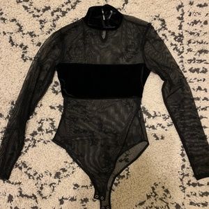 Black Mesh Turtleneck Bodysuit